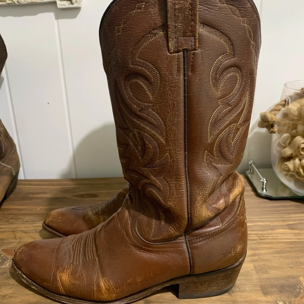 Dan Post Men’s Brown Tan Cowboy Boots (Milwaukee), 11D - Picture 5 of 13